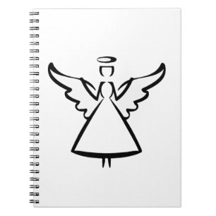 Minimalist Angel Wings & Halo   Modern Graphic Sil Notebook