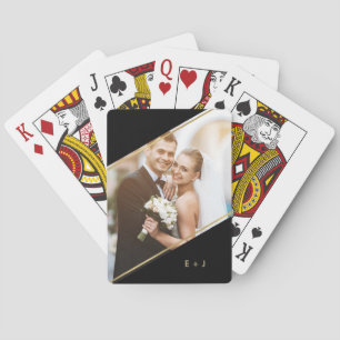 Minimalist Angle Monogrammed Custom Photo Playing Cards