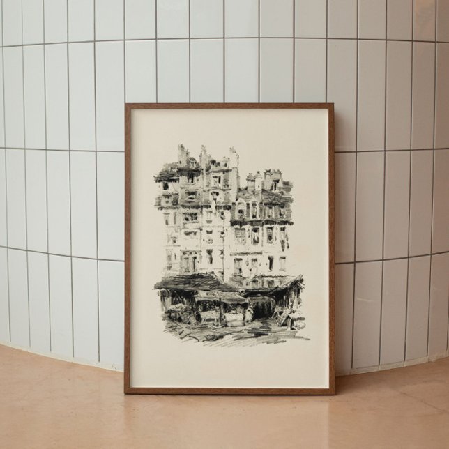 Minimalist Antique Architecture Sketch Art Poster (Creator Uploaded)