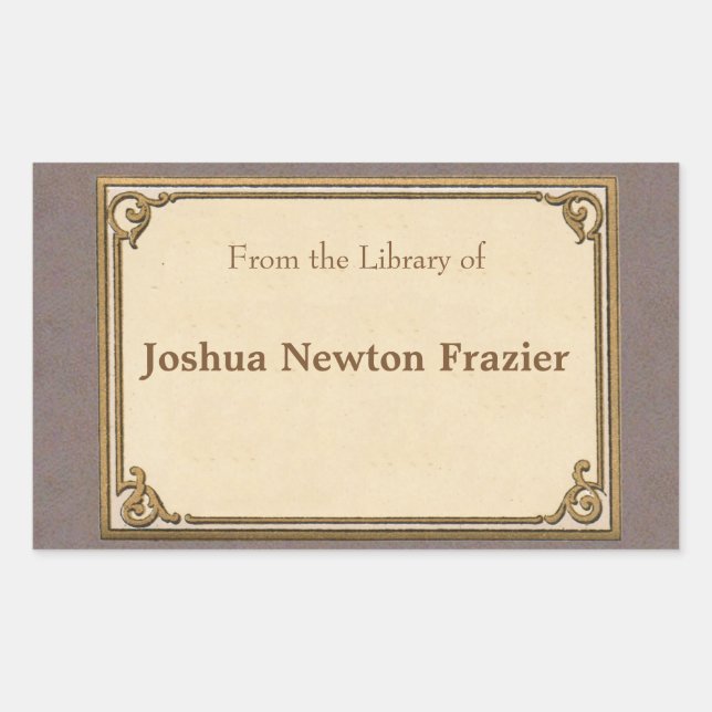 Minimalist Antique Bookplate Rectangular Sticker (Front)