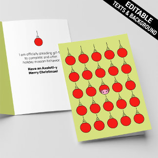 Minimalist AntiSocial Axolotl Pun Custom Christmas Card