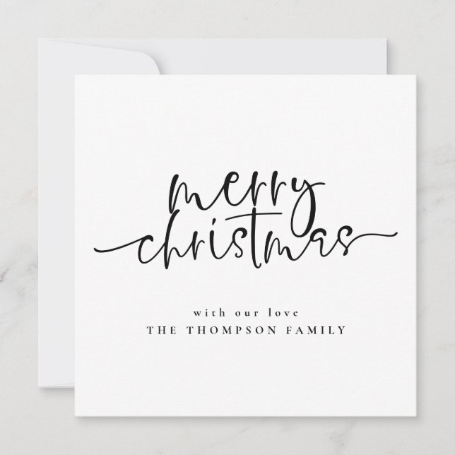 Minimalist Any Colour Merry Christmas Flat Square Holiday Card (Front)