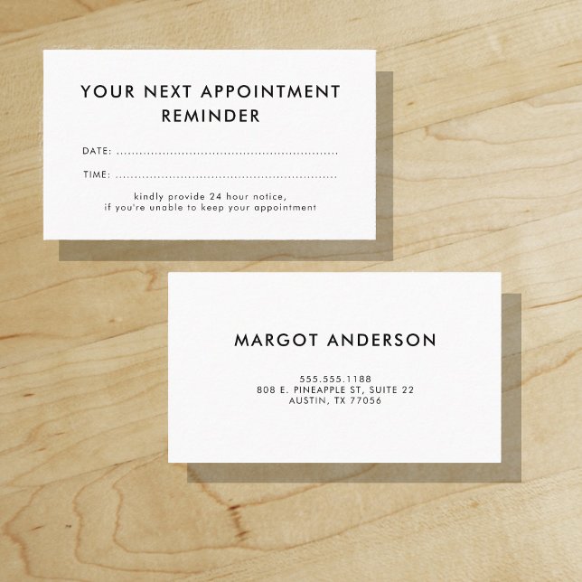 Minimalist Appointment Reminder Business  Card ("Everyday is abundantly beautiful." 
Sincerely Best Wishes from Lucky Design World)