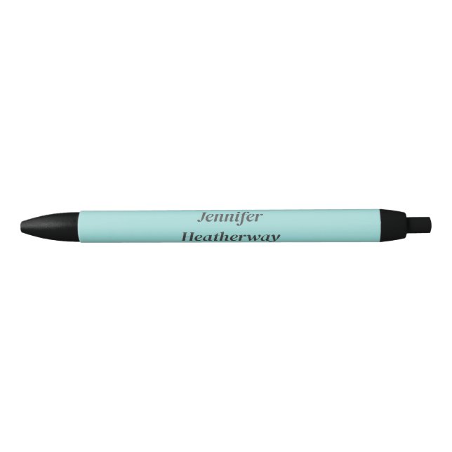 Minimalist aqua blue custom name black ink pen (Front)