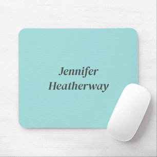 Minimalist aqua blue custom name mouse mat