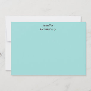 Minimalist aqua blue custom name thank you card