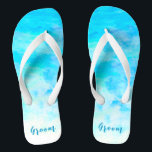 Minimalist Aqua Blue Gradient Groom Flip Flops<br><div class="desc">These Minimalist Aqua Blue Gradient groom flip flops will add a stylish dose of glam to your wedding day or other celebration. ♥Customise it with your wording by using the template fields. ♥ If you want to change the font style, colour or text placement, simply click the "Customise Further" button. ♥ If you...</div>