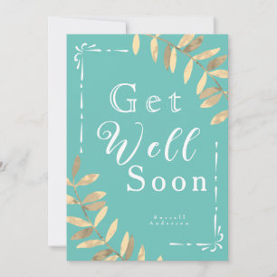 Minimalist Aqua Get Well Soon Card