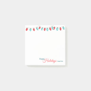 Minimalist Aqua Red Christmas Lights Happy Holiday Post-it Notes