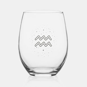 Minimalist Aquarius Zodiac Stemless Wine Glass