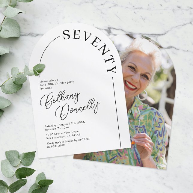 Minimalist Arch Adult 70th Birthday Invitation (Creator Uploaded)