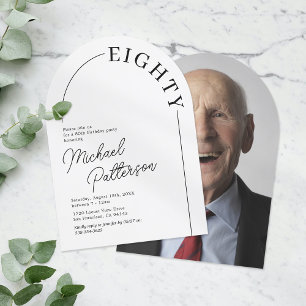 Minimalist Arch Adult 80th Birthday Invitation
