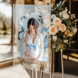 Minimalist Arch Baby Shower Photo Welcome Acrylic Sign