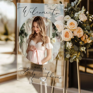 Minimalist Arch Baby Shower Photo Welcome Acrylic Sign