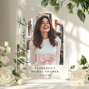 Minimalist Arch Bridal Shower Photo Welcome Acrylic Sign