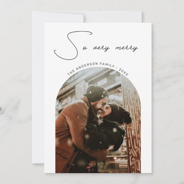 Minimalist Arch Christmas Photo | So Very Merry Holiday Card (Front)