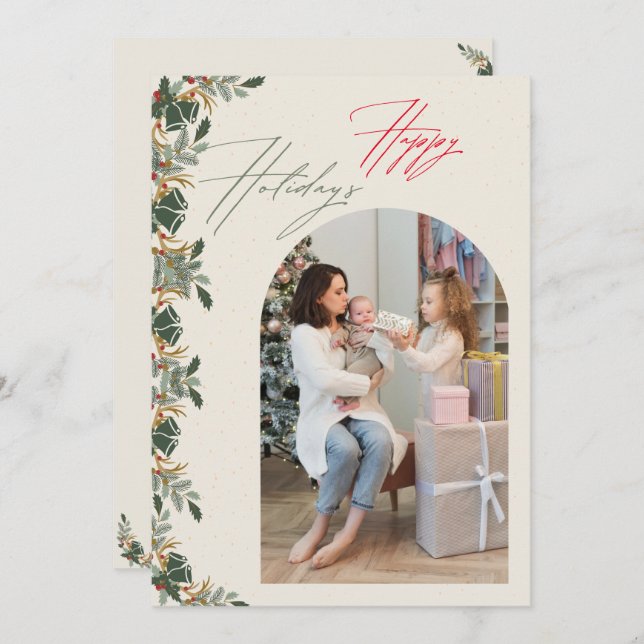 Minimalist Arch Family Photo Holiday Card  (Front/Back)