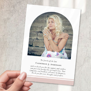 Minimalist Arch Memorial Photo Sympathy Funeral Thank You Card
