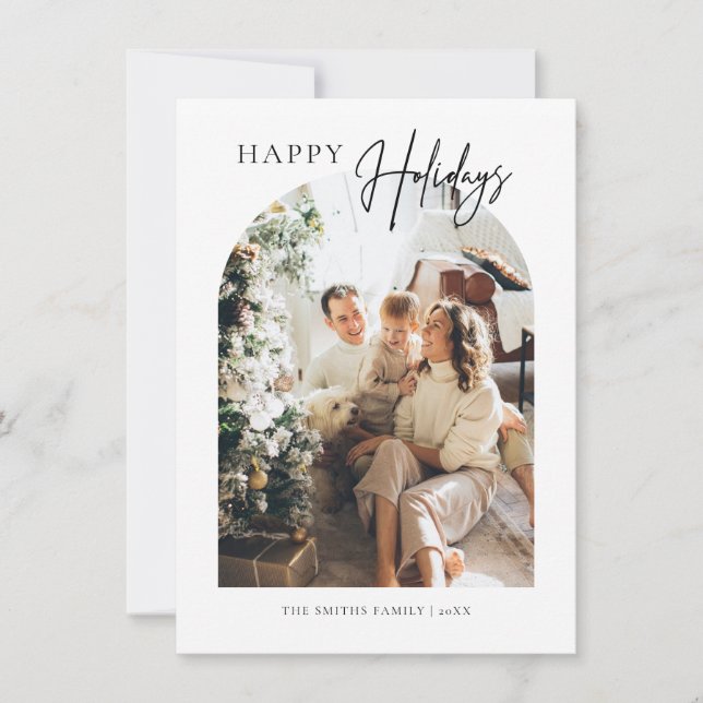 Minimalist Arch Merry Christmas Greetings Card (Front)