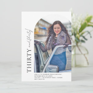 Minimalist Arch Off Centre Photo 30th Birthday Invitation