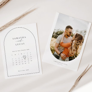 Minimalist arch photo calendar Save the Date Invitation