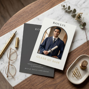 Minimalist Arch Photo Graduation Invite   ROULIV