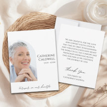 Minimalist Arch Photo Memorial Thank You Card