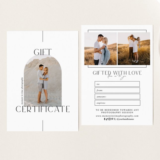 Minimalist Arch Photo Photography Gift Certificate (Creator Uploaded)