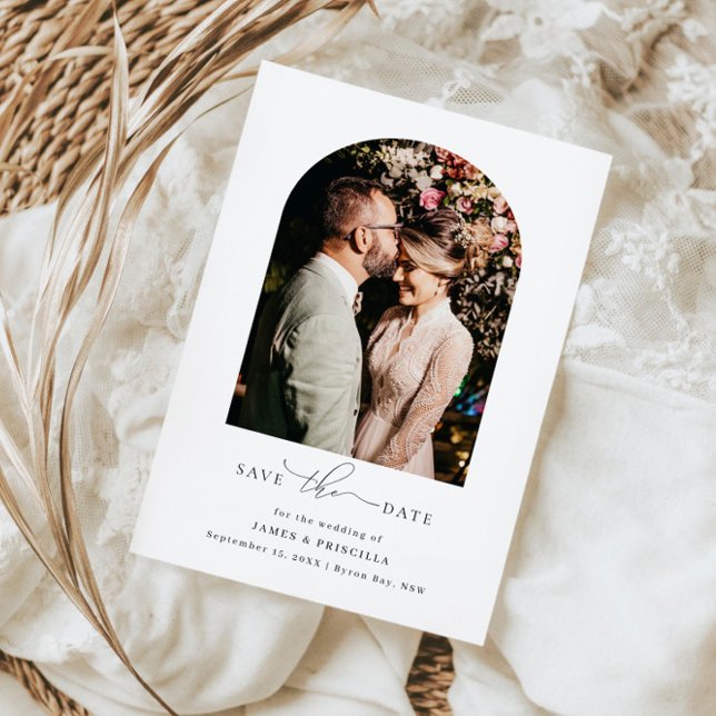 Minimalist arch photo wedding invitation (Creator Uploaded)