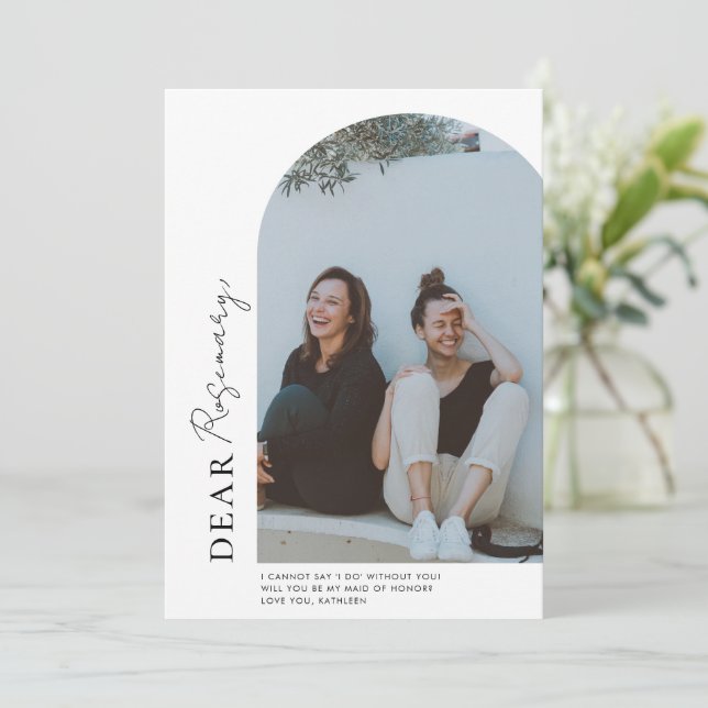 Minimalist Arch Photo Will You Be My...Card Invitation (Standing Front)