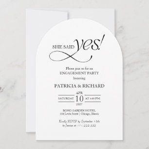 Minimalist Arch She Said Yes Engagement Party Invitation