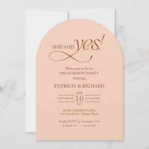 Minimalist Arch She Said Yes Engagement Party Invitation