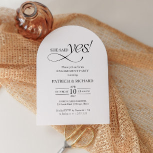 Minimalist Arch She Said Yes Engagement Party Invitation
