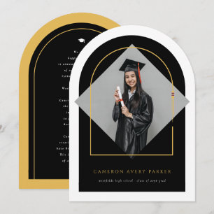 Minimalist Arch Tassels Frame Photo Graduation Invitation