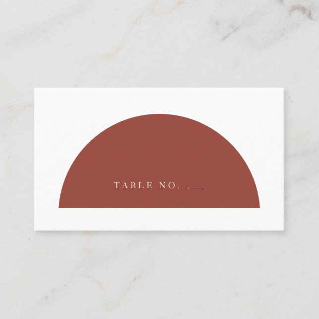 Minimalist Arch Terracotta and Cream Flat  Place Card (Front)