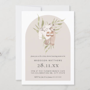 Minimalist Arch Watercolor Boy Boho Baby Shower Invitation