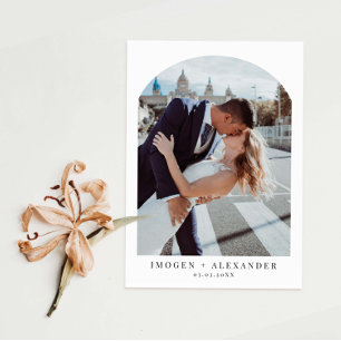 Minimalist Arch Wedding Photo Thank You Card