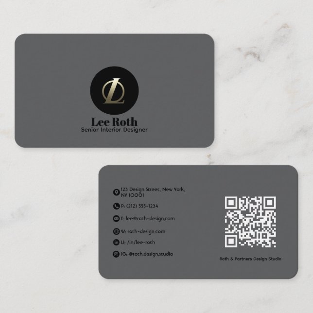 Minimalist Architect. Custom Grey Design | Premium Business Card (Front/Back)