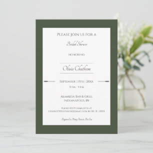Minimalist Arrows Bridal Shower   Olive Green Invitation
