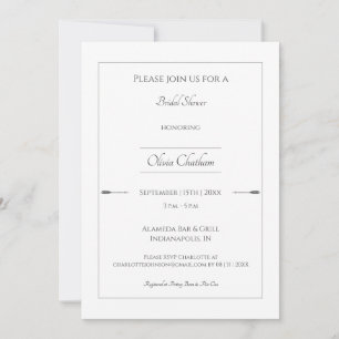 Minimalist Arrows Bridal Shower White Invitation