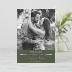 Minimalist Arrows Photo Olive Green Save The Date