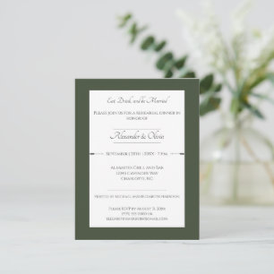 Minimalist Arrows Rehearsal Dinner   Olive Green Invitation
