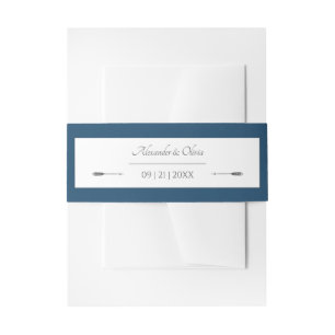 Minimalist Arrows Wedding Marseille Blue Invitation Belly Band