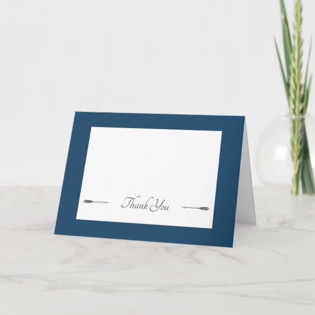 Minimalist Arrows Wedding | Marseille Blue  Thank You Card (Front)