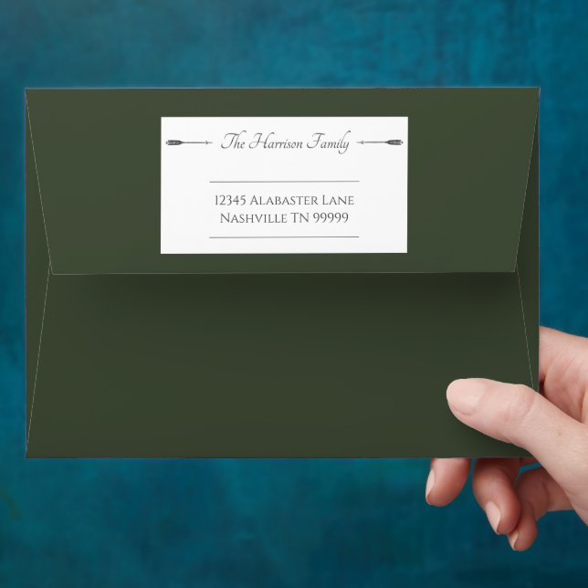 Minimalist Arrows Wedding | Olive Green Envelope (Hand)