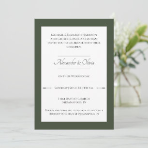 Minimalist Arrows Wedding   Olive Green Invitation