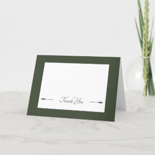 Minimalist Arrows Wedding Olive Green Thank You Card