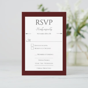 Minimalist Arrows Wedding Red RSVP Card