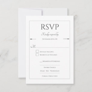 Minimalist Arrows Wedding White RSVP Card