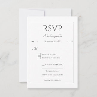 Minimalist Arrows Wedding | White RSVP Card
